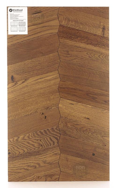Инженерная доска Winwood Геометрическая елка Oak Dark Brown WW191